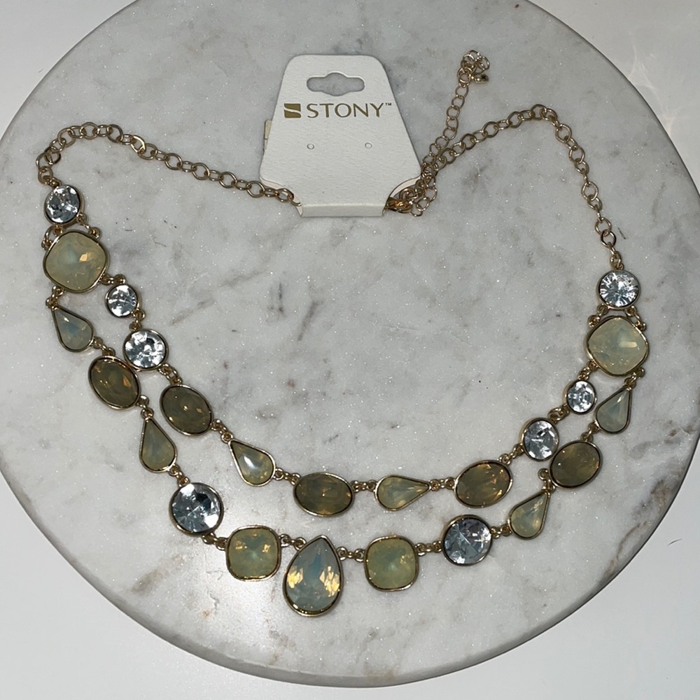Stony beautiful sage statement necklace NWT